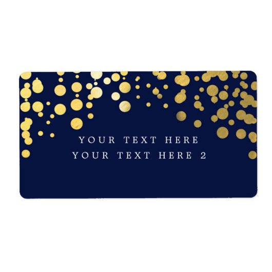 Navy Blue Gold Foil Confetti Modern Package Label (Voorkant)
