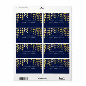 Navy Blue Gold Foil Confetti Modern Package Label (Full Sheet)