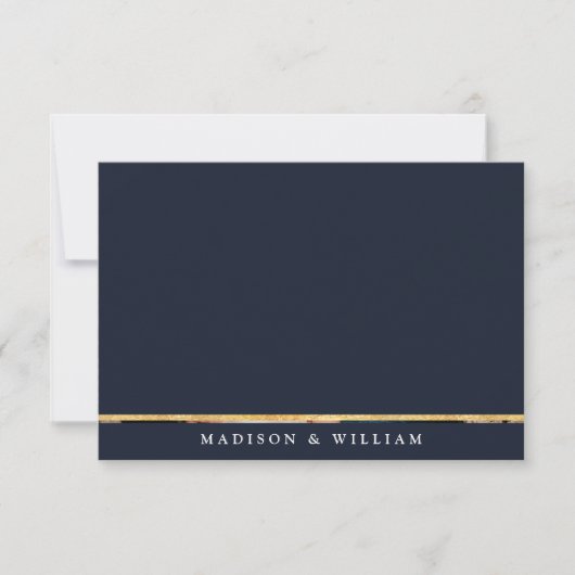 Navy Blue Gold Foil Foto dankbaarheid Bedankkaart (Voorkant)