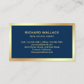 Navy Blue Gold Foil Home Logo Vastgoedmakelaar Visitekaartje (Achterkant)