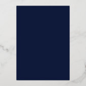 Navy Blue Gold Foil Minimalist Weddenschap Enclosu Folie Uitnodiging (Achterkant)