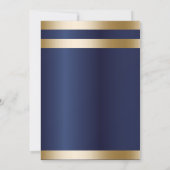 Navy Blue Gold Foil Stripes Wedding Kaart (Achterkant)