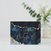 Navy Blue Gold Foil Vrijgezellenfeest Recept Kaart (Staand voorkant)