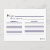 Navy Blue Gold Foil Vrijgezellenfeest Recept Kaart (Achterkant)