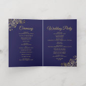 Navy Blue & Gold Foil Wedding Invite Program Combo Folie Wenskaart (Binnenlaag)