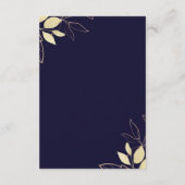 Navy Blue & Gold Foliage Modern Botanical Wedding Informatiekaartje (Achterkant)