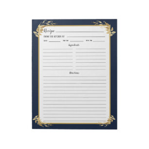 Navy Blue Gold Foliage Recipe Multomap Notitieblok