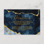 Navy Blue Gold Folie Agaat Bruiloft Routebeschrijv Informatiekaartje (Voorkant)