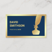 Navy Blue Gold Folie Inkwell Veer Quill Pen Visitekaartje (Voorkant)