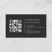 Navy Blue Gold Folie Vastgoed Fotomakelaar QR Visitekaartje (Achterkant)