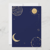 Navy Blue Gold Galaxy Moon Star Boy Baby shower Kaart (Achterkant)