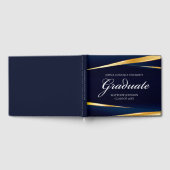 Navy Blue Gold Geometric Custom Formele Afstuderen Gastenboek (Volledig)