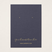 Navy Blue Gold Geometric Earring Display Card Visitekaartje (Voorkant)