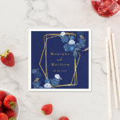 Navy Blue & Gold Geometric Floral Wedding Servet (Insitu)