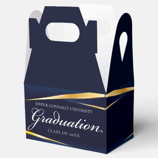 Navy Blue Gold Geometric Formal Gradual Party Bedankdoosjes (Geopend)