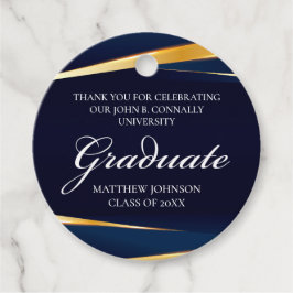 Navy Blue Gold Geometric Formal Gradual Party Bedankjes Labels