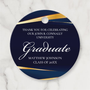 Navy Blue Gold Geometric Formal Gradual Party Bedankjes Labels