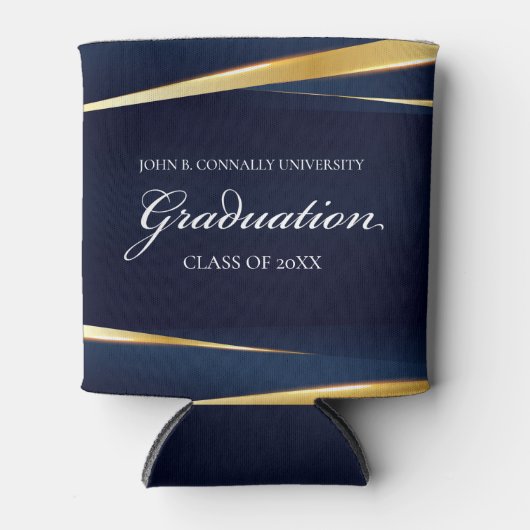Navy Blue Gold Geometric Formal Gradual Party Blikjeskoeler (Voorkant)