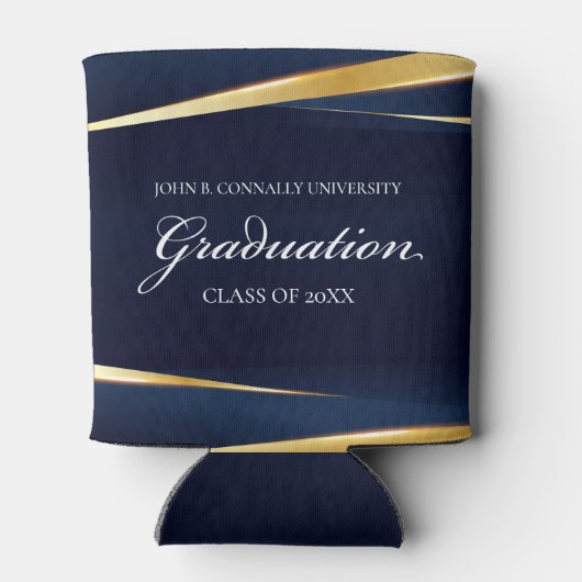 Navy Blue Gold Geometric Formal Gradual Party Blikjeskoeler (Achterkant)