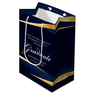 Navy Blue Gold Geometric Formal Gradual Party Medium Cadeauzakje