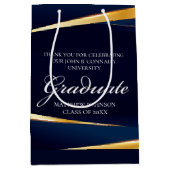 Navy Blue Gold Geometric Formal Gradual Party Medium Cadeauzakje (Voorkant)