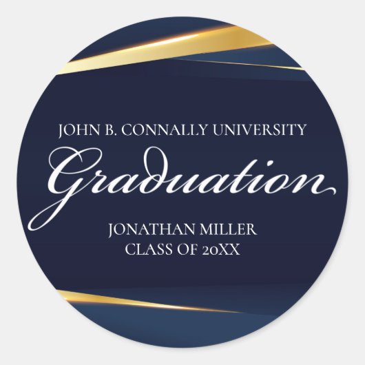Navy Blue Gold Geometric Formal Gradual Party Ronde Sticker (Voorkant)