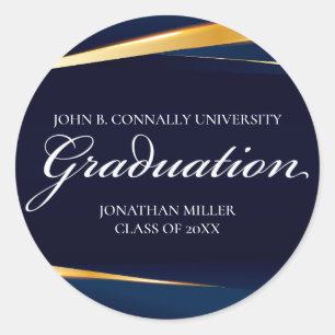 Navy Blue Gold Geometric Formal Gradual Party Ronde Sticker