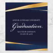 Navy Blue Gold Geometric Formal Gradual Party Wijn Etiket (Enkel label)