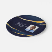 Navy Blue Gold Geometric Photo Graduparty Papieren Bordje (Gekanteld)