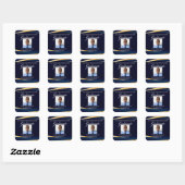 Navy Blue Gold Geometric Photo Graduparty Vierkante Sticker (Vel)
