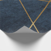Navy Blue Gold Geometric Stylish Chic Cadeaupapier (Hoek)