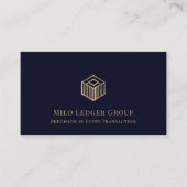 Navy Blue Gold Geometrische Logo Visitekaartje (Voorkant)