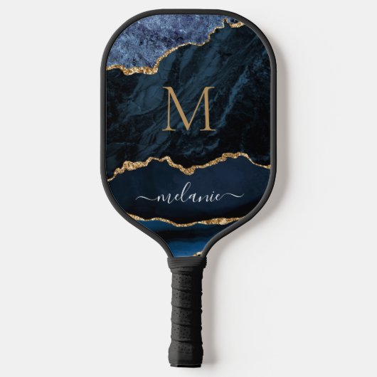 Navy Blue Gold gepersonaliseerde Pickleball Paddle (Achterkant)