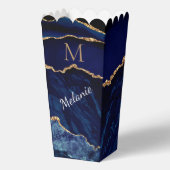 Navy Blue Gold gepersonaliseerde popcorn doos Bedankdoosjes (Achterkant)