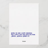 Navy Blue & Gold Gingham Kerstvakantie Foto Folie Feestdagenkaart (Achterkant)