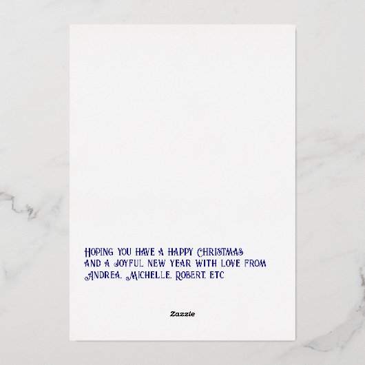 Navy Blue & Gold Gingham Kerstvakantie Foto Folie Feestdagenkaart (Achterkant)