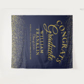 Navy Blue Gold Glitter Afstuderen foto achtergrond Wandkleed (Voorkant (horizontaal))