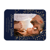 Navy Blue Gold Glitter Arch Dome Photo Weddenschap Magneet (Horizontaal)
