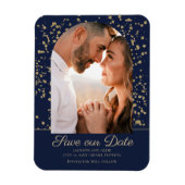 Navy Blue Gold Glitter Arch Dome Photo Weddenschap Magneet (Verticaal)
