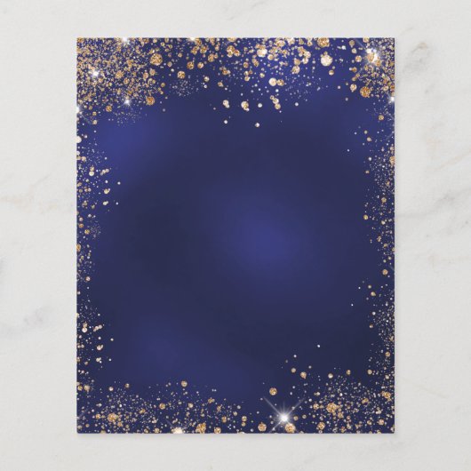 Navy blue gold glitter budget bruiloft uitnodiging (Achterkant)