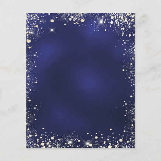 Navy blue gold glitter budget bruiloft uitnodiging flyer (Achterkant)