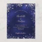 Navy blue gold glitter budget bruiloft uitnodiging flyer (Voorkant)