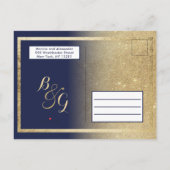 Navy Blue Gold Glitter Calendar Save the Date Aankondigingskaart (Achterkant)