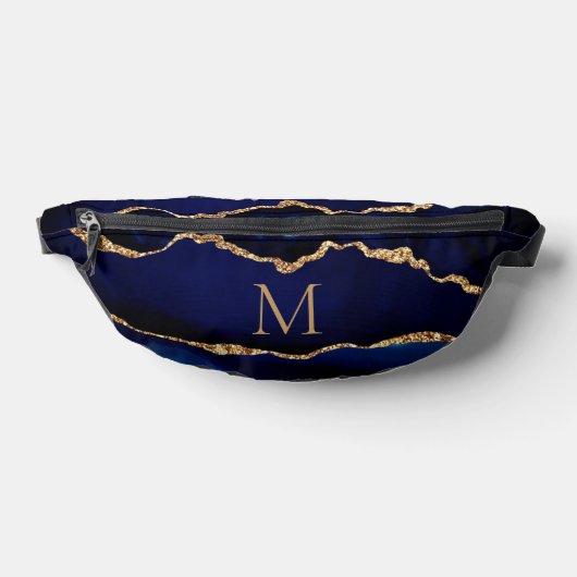 Navy Blue Gold Glitter Custom Letter Fanny Pack Heuptasje (Liggend)