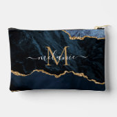 Navy Blue Gold Glitter Custom Letter Jouw naam Etui (Achterkant)