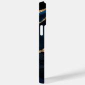 Navy Blue Gold Glitter Custom Naam iPhone Case (Achterkant / Rechts)