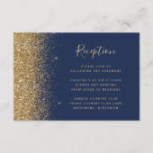 Navy Blue Gold Glitter Edge Weddenschappen Informatiekaartje (Voorkant)