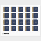 Navy Blue Gold Glitter Edge Wedding Vierkante Sticker (Vel)