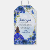 Navy Blue Gold Glitter Floral Princess Tiara Favor Cadeaulabel (Achterkant)