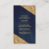 Navy Blue Gold Glitter Honey Bee Visitekaartje (Achterkant)
